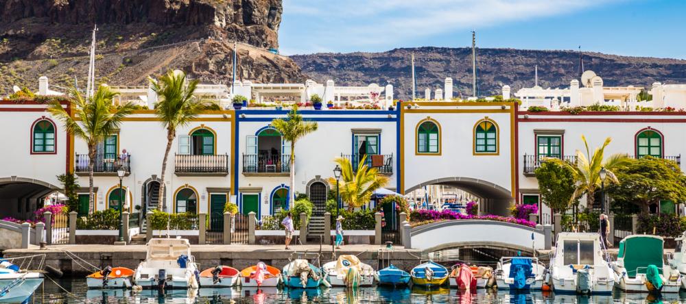 Colourful buildings in Puerto de Mogan in Gran Canaria