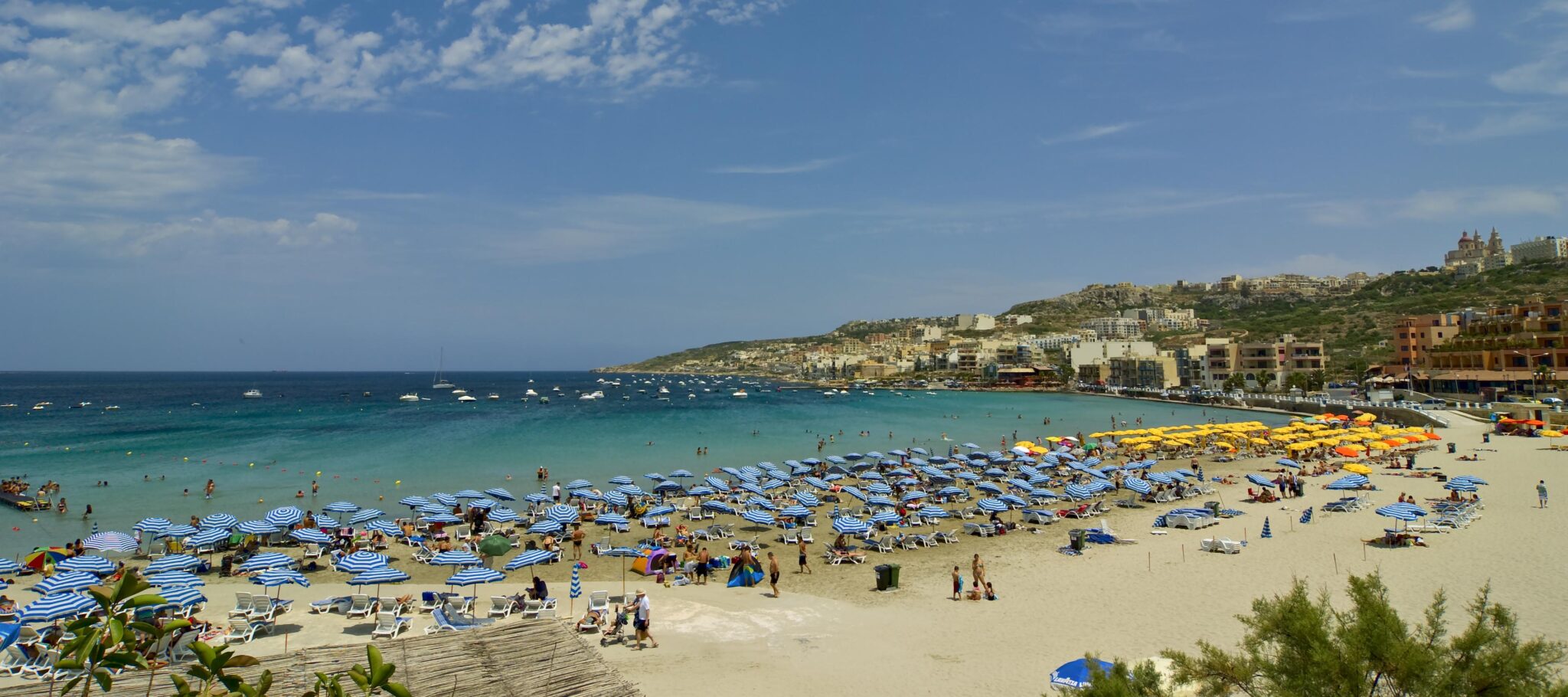 Mellieha Beach also known as Ghadira Bay, in Malta