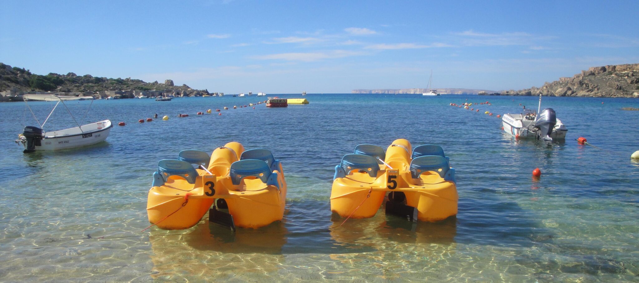 Paddle boats at the beach in Malta