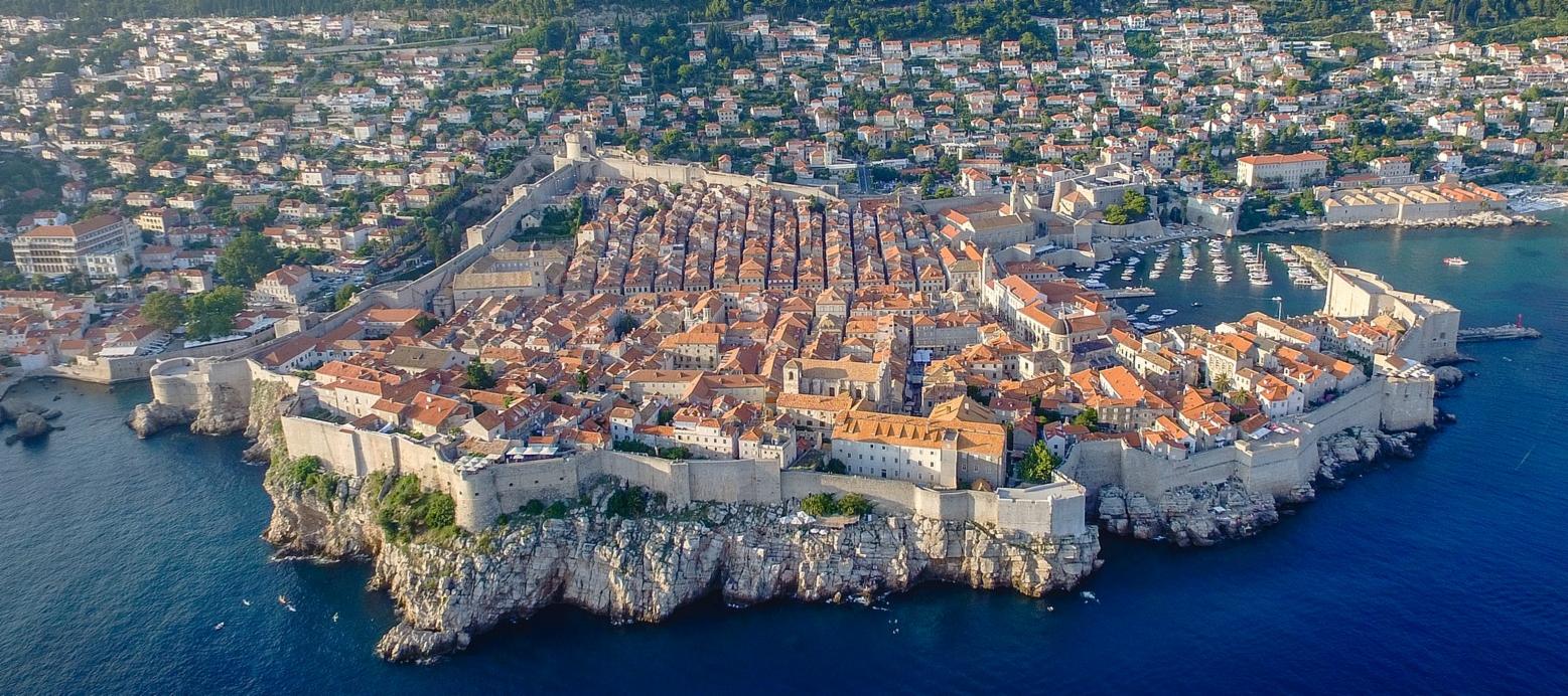 Aerial view of Dubrovnik in Croatia