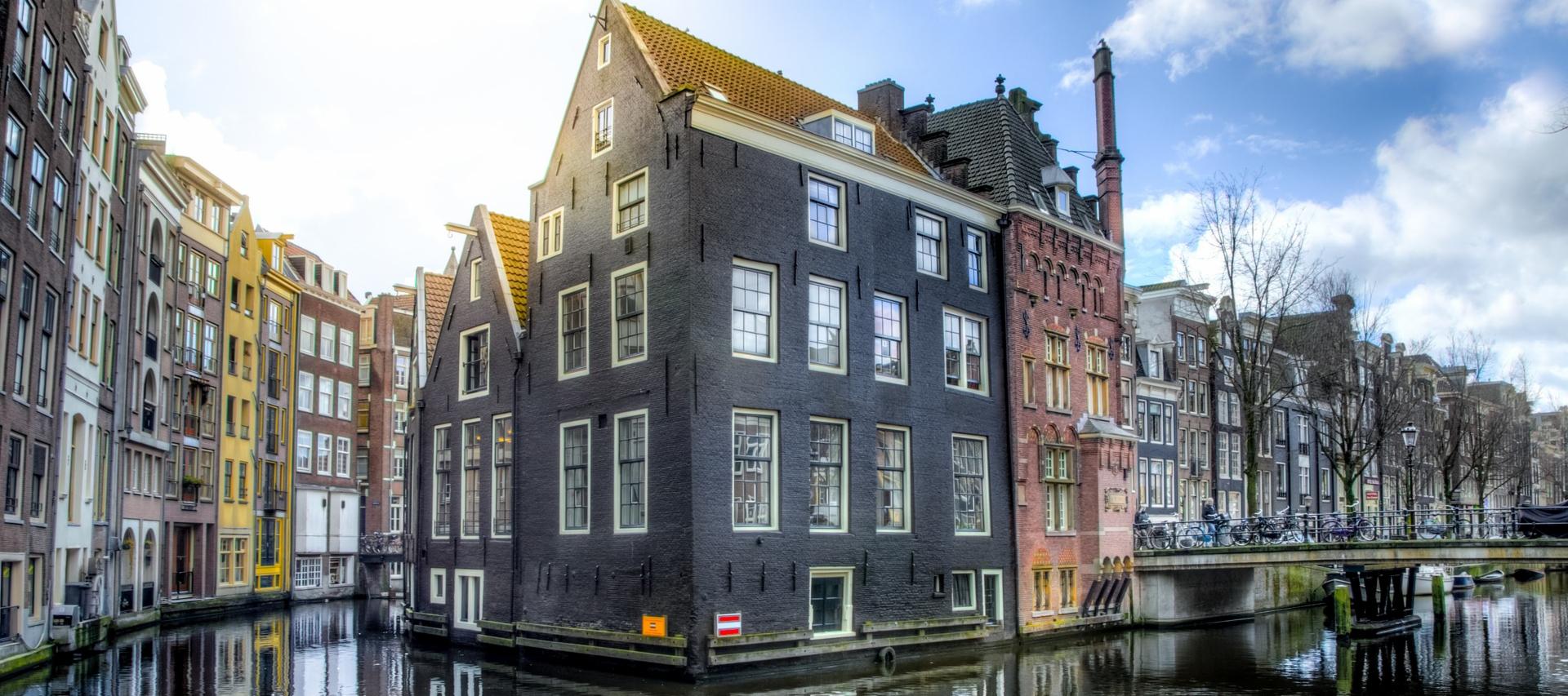 Buildings along canal in Amsterdam