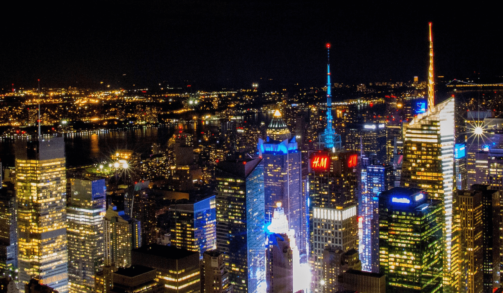 View of new york city at night.