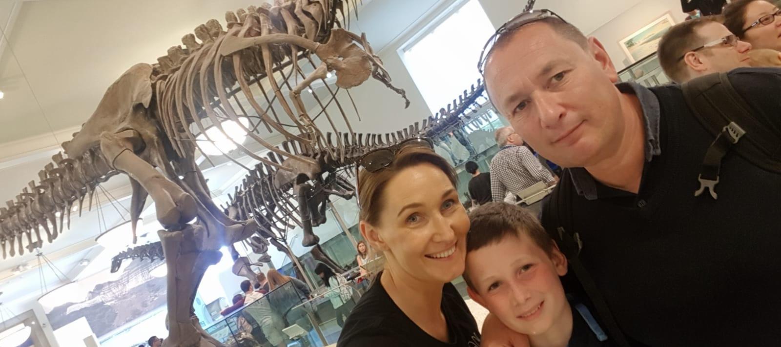 Stephen and his family at the American Museum of Natural History