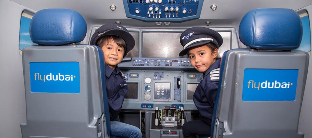 Kids in airplane at Kidzania in Dubai