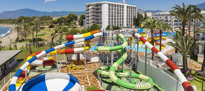 View of the waterpark in Globales Playa Hotel in Estepona, Spain