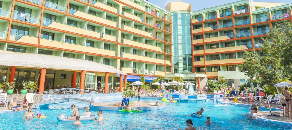 Pool area in the Kalina Garden in Sunny Beach, Bulgaria