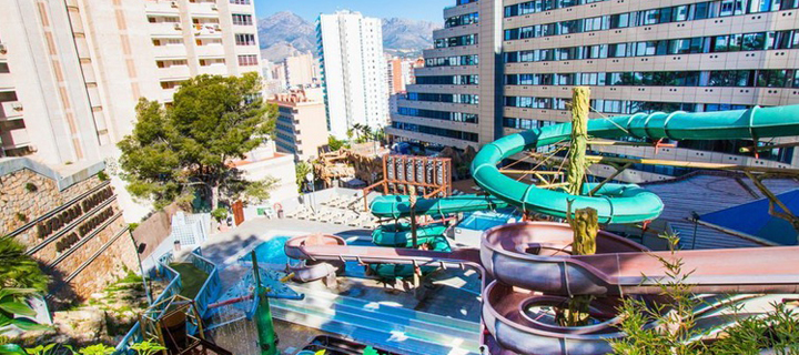 Waterpark in the Magic Aqua Rock Gardens in Benidorm, Spain.