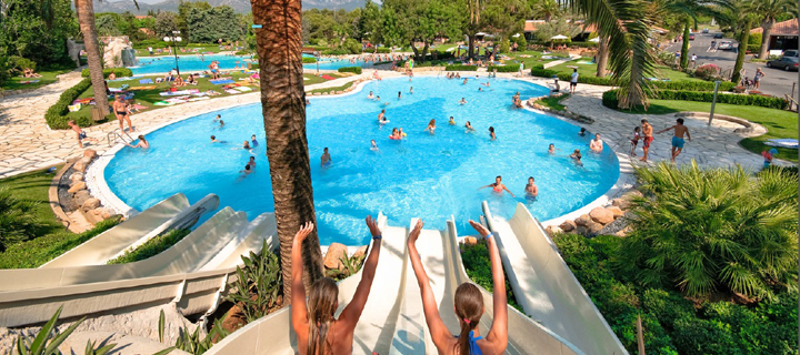 Waterslides in the Playa Montroig campsite outside Cambrils, Spain