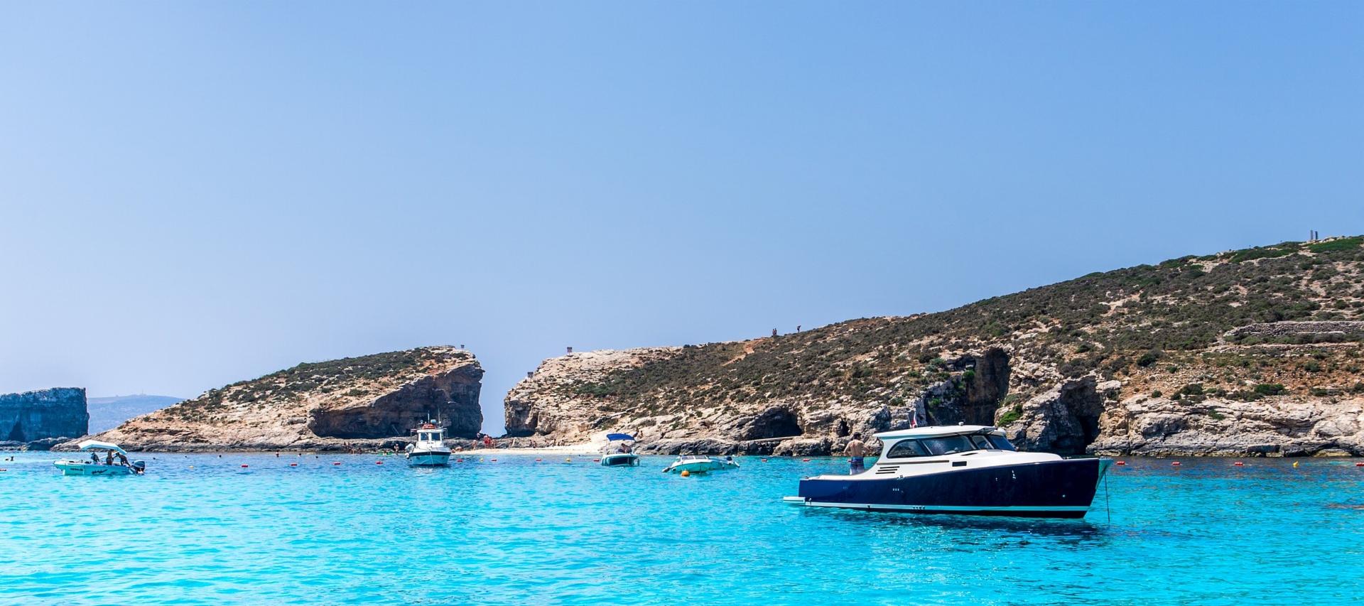 Blue lagoon in Gozo, Malta