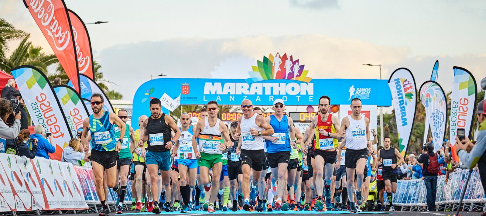 People running at the Lanzarote Marathon in Lanzarote