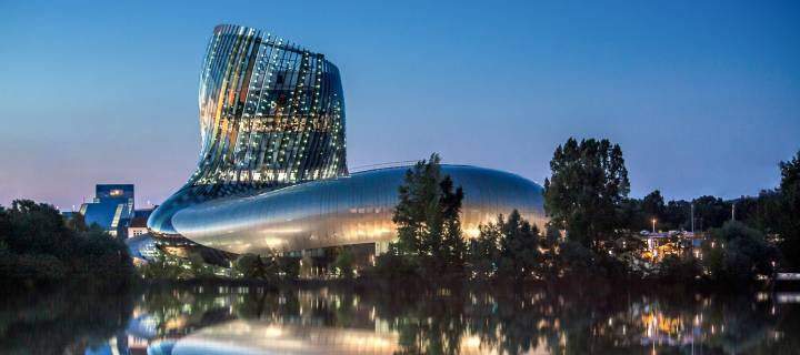 La Cité du Vin in Bordeaux at nighttime