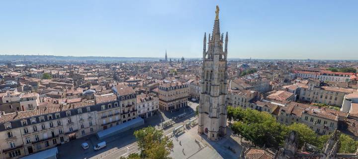 Aerial view of the Pey-Berland Tower in Bordeaux