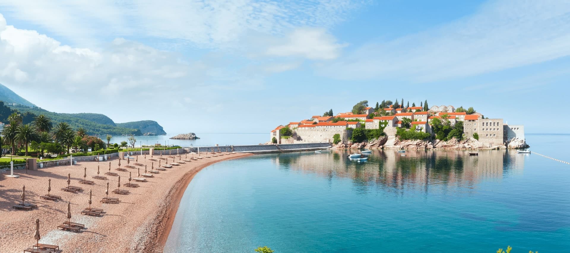 The beach at Sveti Stefan, Montenegro