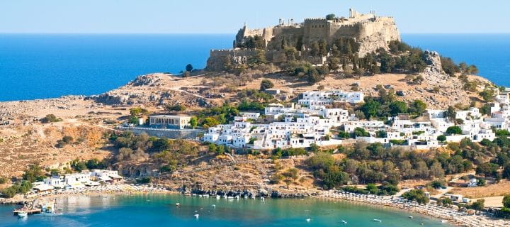 Aerial view of Lindos in Rhodes