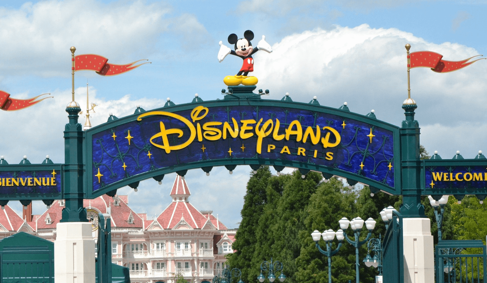 The Disneyland Paris welcome sign.