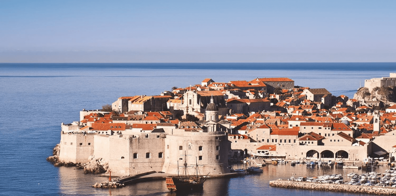 View of Dubrovnik old town city walls