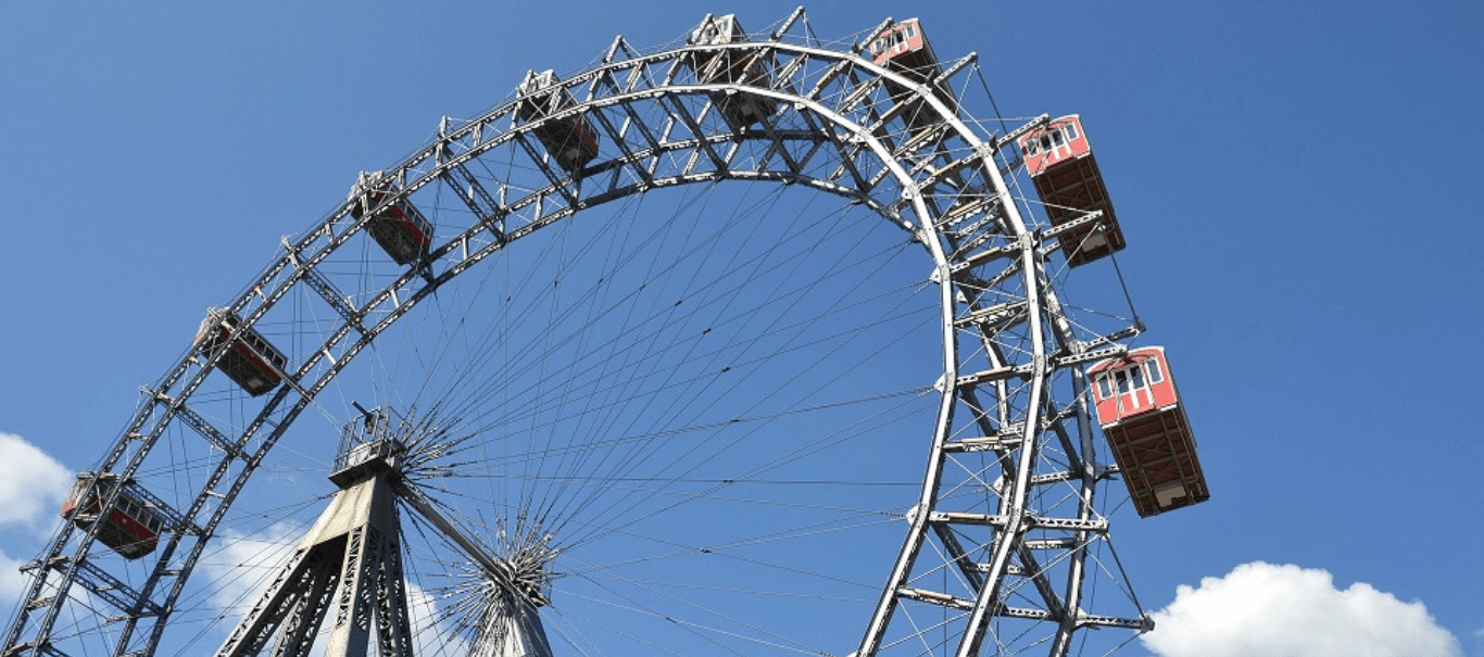 Ferris wheel at the Prater amusement park in Vienna, Austria.