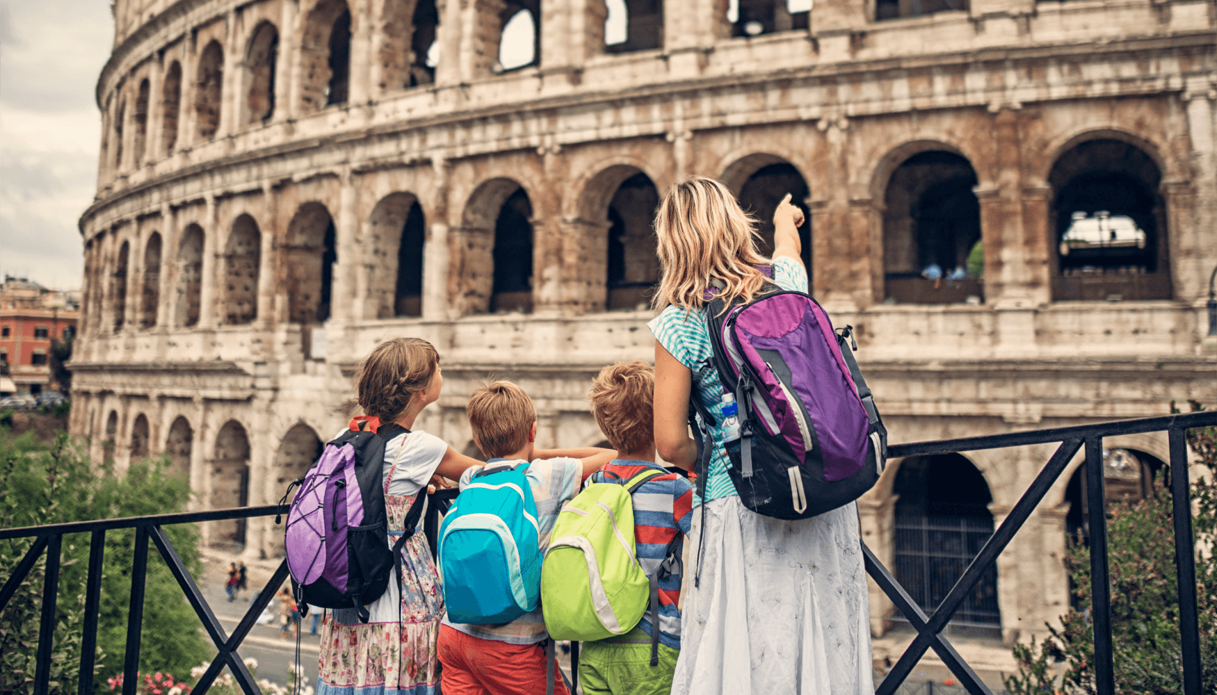 a family at the colosseum